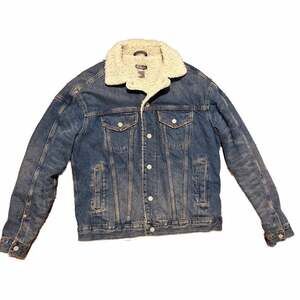 Divided H&M Sherpa Lined Snap Button Denim Jacket Unisex Sz S Small